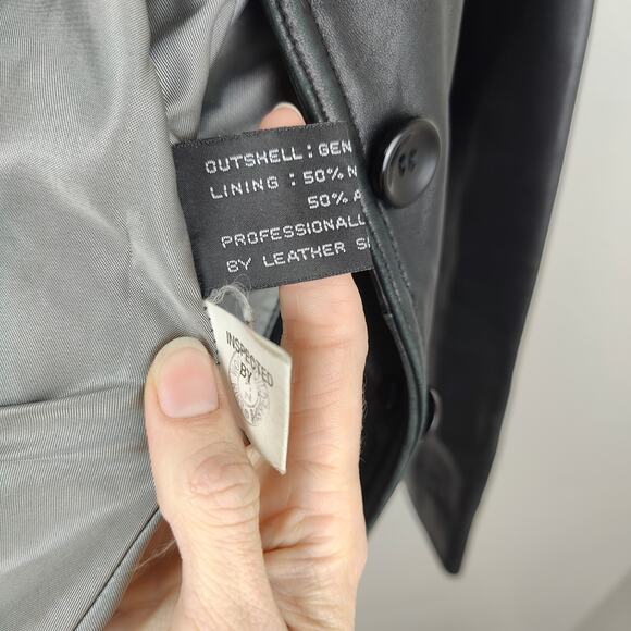 Vintage 90s Beyond Sport California Leather Jacket Womens Small Black Button Up - Picture 8 of 10